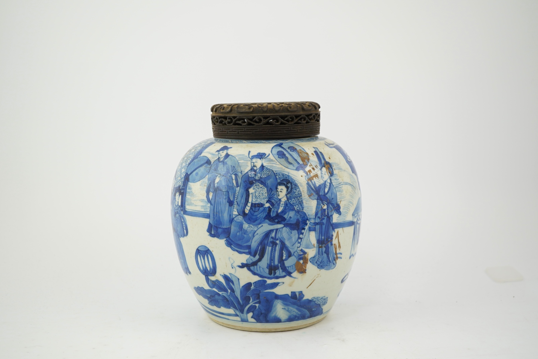 A Chinese blue and white ‘court scene’ jar, Kangxi period